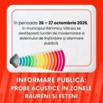 INFORMARE PUBLICĂ: PROBE ACUSTICE ÎN ZONELE RÂURENI ȘI FEȚENI