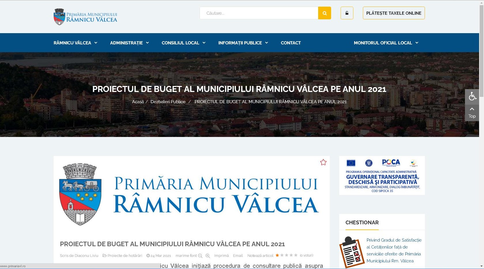 screenshot proiect buget